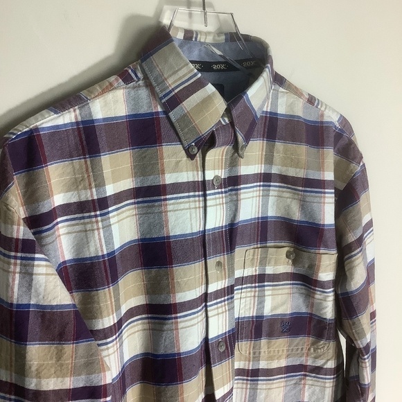 Twenty X Wrangler Men's Plaid Logo Long Sleeve Shirt M - Picture 8 of 15